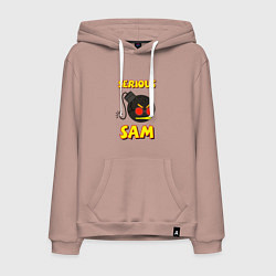 Толстовка-худи хлопковая мужская Serious Sam Bomb Logo, цвет: пыльно-розовый