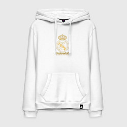 Толстовка-худи хлопковая мужская Real Madrid gold logo, цвет: белый