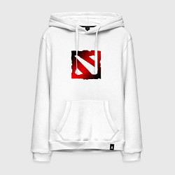 Толстовка-худи хлопковая мужская ЧЁРНО КРАСНОЕ ЛОГО ДОТА 2 DOTA 2 LOGO, цвет: белый