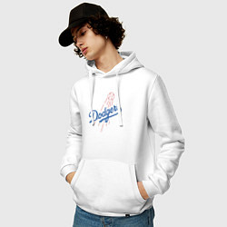 Толстовка-худи хлопковая мужская Los Angeles Dodgers baseball, цвет: белый — фото 2