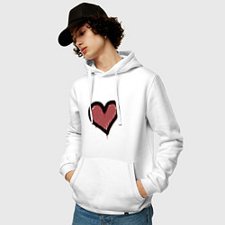 Толстовка-худи хлопковая мужская Граффити Сердце, цвет: белый — фото 2