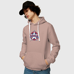 Толстовка-худи хлопковая мужская Texas Rangers -baseball team, цвет: пыльно-розовый — фото 2