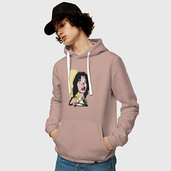 Толстовка-худи хлопковая мужская Andy Warhol - Mick Jagger pop art, цвет: пыльно-розовый — фото 2