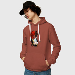Толстовка-худи хлопковая мужская Saitama One Punch, цвет: кирпичный — фото 2
