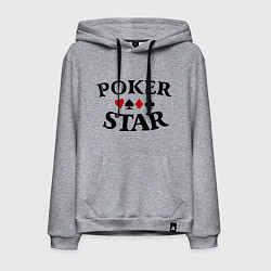Толстовка-худи хлопковая мужская Poker Star цвета меланж — фото 1
