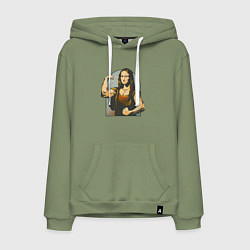 Толстовка-худи хлопковая мужская Мона Лиза и бодибилдинг, цвет: авокадо