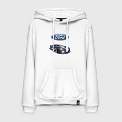 Толстовка-худи хлопковая мужская Ford Racing team, цвет: белый