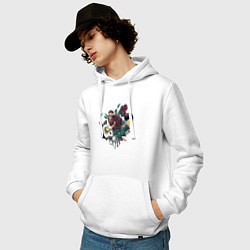 Толстовка-худи хлопковая мужская Antique flowers, цвет: белый — фото 2