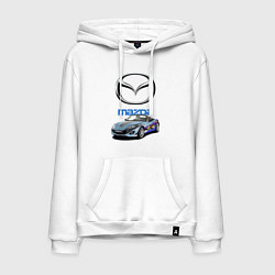 Толстовка-худи хлопковая мужская Mazda Japan, цвет: белый