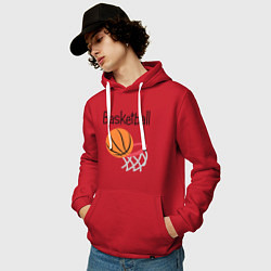 Толстовка-худи хлопковая мужская Game Basketball, цвет: красный — фото 2
