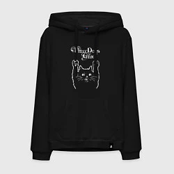 Толстовка-худи хлопковая мужская Three Days Grace Рок кот, цвет: черный