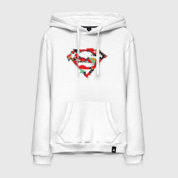 Толстовка-худи хлопковая мужская Logo Superman, цвет: белый