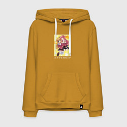 Толстовка-худи хлопковая мужская Милашки Канадэ и Юи Ангельские ритмы, цвет: горчичный