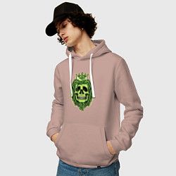 Толстовка-худи хлопковая мужская Green Skull, цвет: пыльно-розовый — фото 2