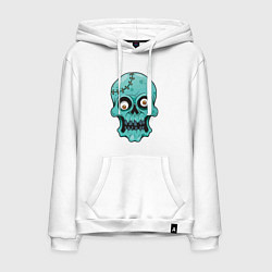 Толстовка-худи хлопковая мужская Zombie Skull, цвет: белый