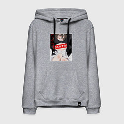 Мужская толстовка-худи Девушка и надпись Senpai Ahegao