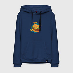Толстовка-худи хлопковая мужская Бургер Планета Planet Burger, цвет: тёмно-синий