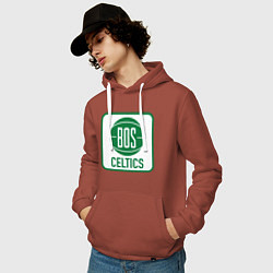Толстовка-худи хлопковая мужская Bos Celtics, цвет: кирпичный — фото 2