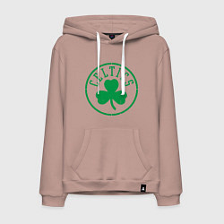 Толстовка-худи хлопковая мужская Celtics - Селтикс, цвет: пыльно-розовый