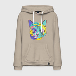 Толстовка-худи хлопковая мужская COLORED CAT, цвет: миндальный