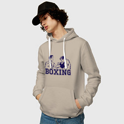 Толстовка-худи хлопковая мужская Бокс Boxing is cool, цвет: миндальный — фото 2
