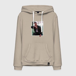 Толстовка-худи хлопковая мужская Sen cal kapimi - Serkan, цвет: миндальный