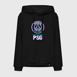 Толстовка-худи хлопковая мужская PSG FC в стиле Glitch, цвет: черный