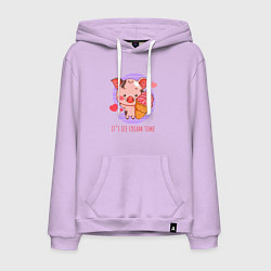 Толстовка-худи хлопковая мужская Время мороженого, цвет: лаванда
