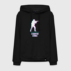 Толстовка-худи хлопковая мужская Counter Strike в стиле Glitch - Баги Графики, цвет: черный