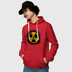 Толстовка-худи хлопковая мужская Знак радиоактивность, цвет: красный — фото 2