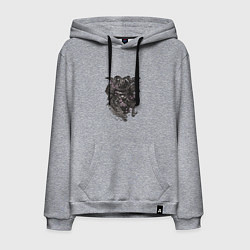 Толстовка-худи хлопковая мужская Самурай Ирезуми, цвет: меланж