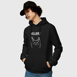 Толстовка-худи хлопковая мужская The Killers рок кот, цвет: черный — фото 2