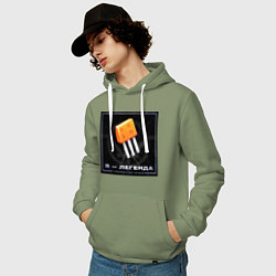 Толстовка-худи хлопковая мужская Транзистор КТ315 - Легенда, цвет: авокадо — фото 2