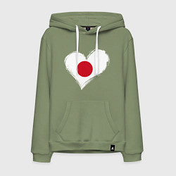 Толстовка-худи хлопковая мужская Сердце - Япония, цвет: авокадо