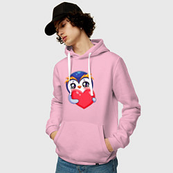 Толстовка-худи хлопковая мужская Пингвиненок с сердцем, цвет: светло-розовый — фото 2