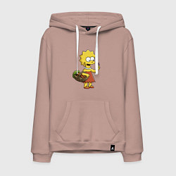Толстовка-худи хлопковая мужская Lisa Simpson с гусеницей на даче, цвет: пыльно-розовый