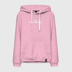 Толстовка-худи хлопковая мужская Hitman - лого, цвет: светло-розовый