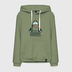Толстовка-худи хлопковая мужская Сумасшедший акуламен, цвет: авокадо