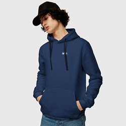 Толстовка-худи хлопковая мужская Nasa на кармане лого, цвет: тёмно-синий — фото 2