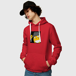 Толстовка-худи хлопковая мужская Рофлан здарова, цвет: красный — фото 2