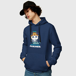 Толстовка-худи хлопковая мужская Professional Farmer - панда геймер, цвет: тёмно-синий — фото 2