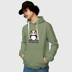 Толстовка-худи хлопковая мужская Панда - Правители Мира, цвет: авокадо — фото 2