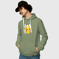 Толстовка-худи хлопковая мужская Funko pop Pikachu, цвет: авокадо — фото 2