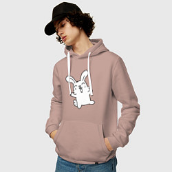 Толстовка-худи хлопковая мужская Happy Bunny, цвет: пыльно-розовый — фото 2