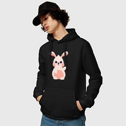 Толстовка-худи хлопковая мужская Pink Bunny, цвет: черный — фото 2