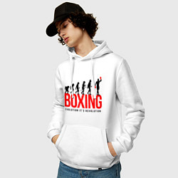 Толстовка-худи хлопковая мужская Boxing evolution, цвет: белый — фото 2