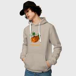 Толстовка-худи хлопковая мужская Trembling pumpkin, цвет: миндальный — фото 2