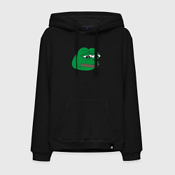 Толстовка-худи хлопковая мужская Лягушонок Пепе-Frog Pepe, цвет: черный