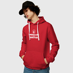 Толстовка-худи хлопковая мужская Thousand Foot Krutch белое лого, цвет: красный — фото 2