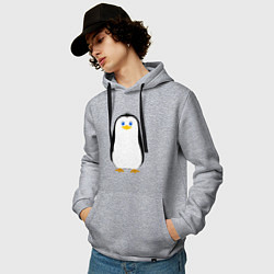 Толстовка-худи хлопковая мужская Красивый пингвин, цвет: меланж — фото 2